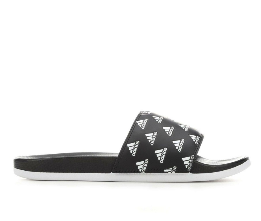 Mens * | Tendy Style Men'S Adidas Adilette Cloudfoam + Print Sport Slides