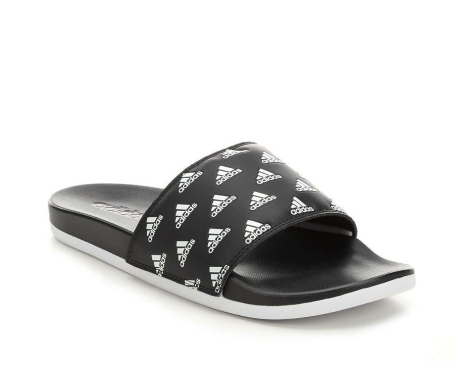 Mens * | Tendy Style Men'S Adidas Adilette Cloudfoam + Print Sport Slides